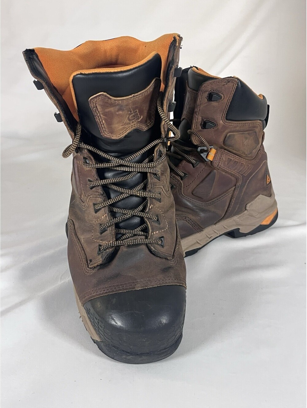 Ace Brown Leather Steel Toe Work Boots Men's Size